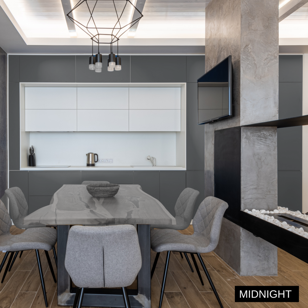 Midnight shown on furniture